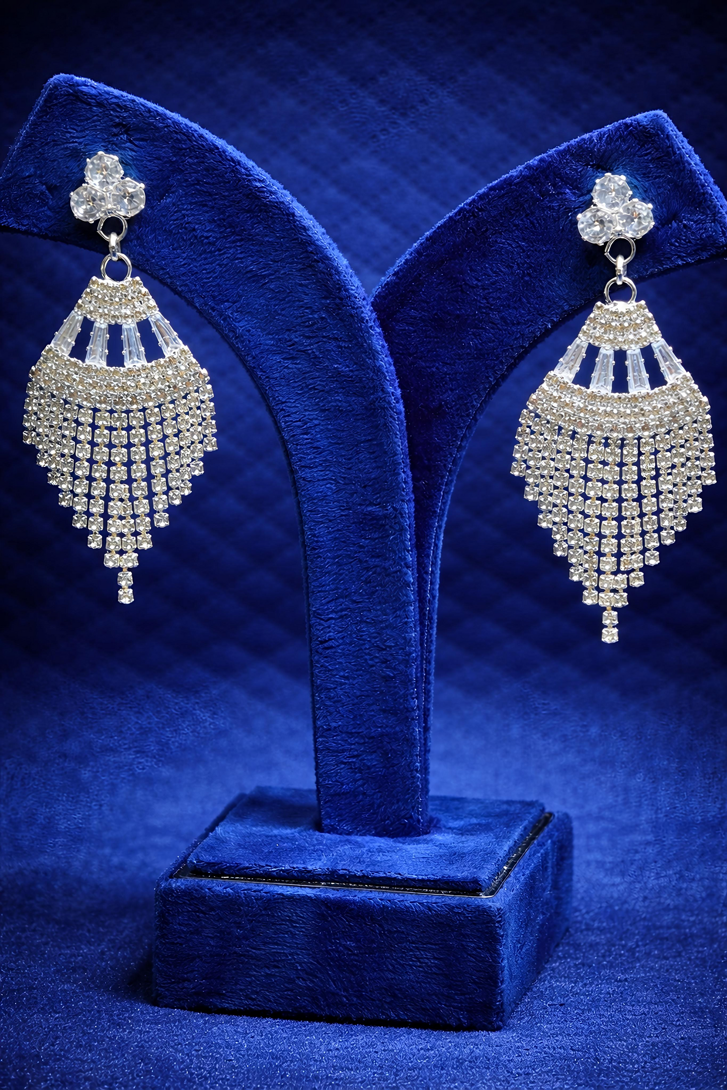 Elegant Crystal Fringe Chandbali Earrings (EAR2)