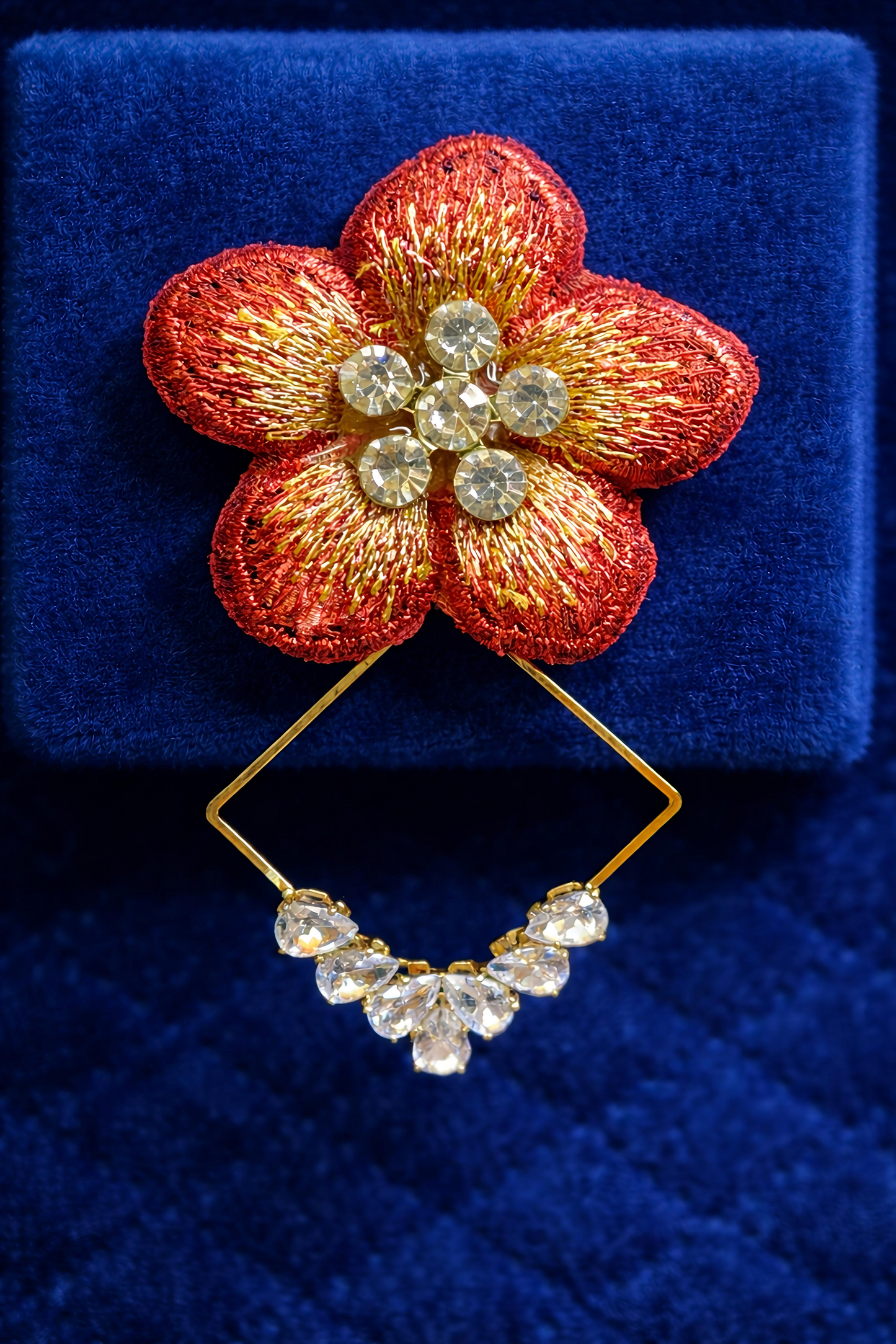 Red Gold Statement Party Wear Earrings (EAR16)