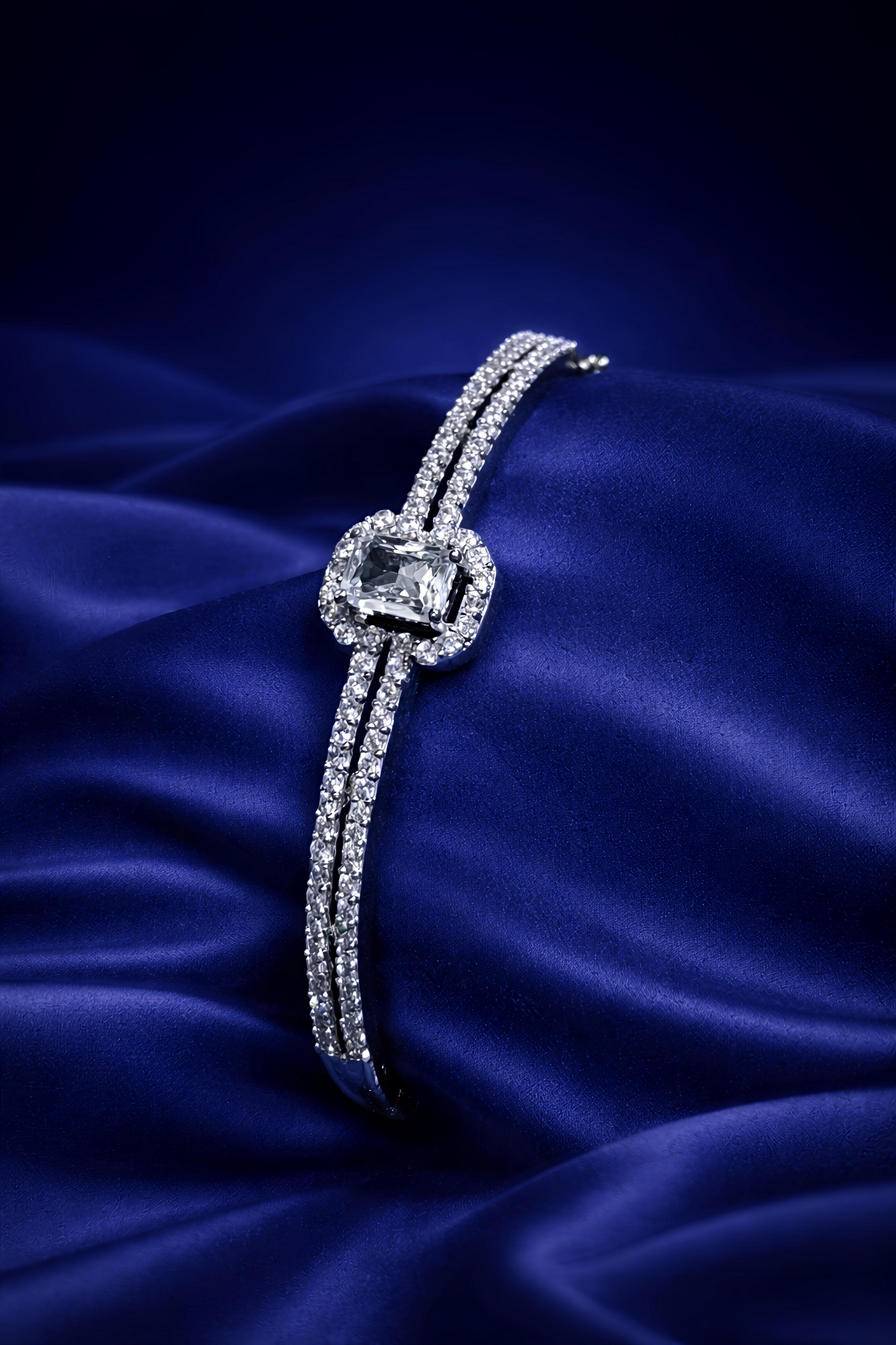 Elegant White Crystal Solitaire Bracelet for Women (BAR10)