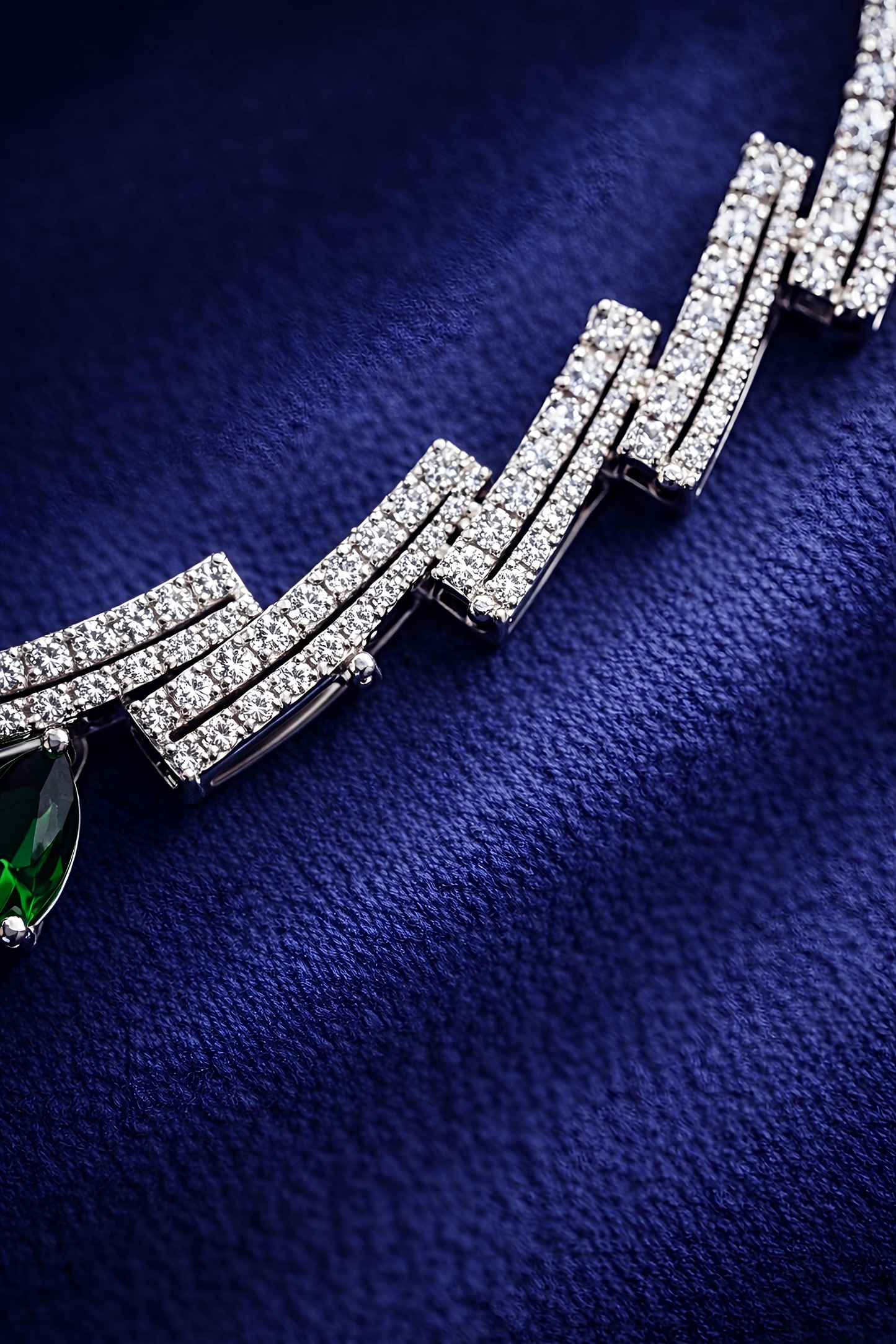 Emerald Green American Diamond Necklace Set (MAN16)