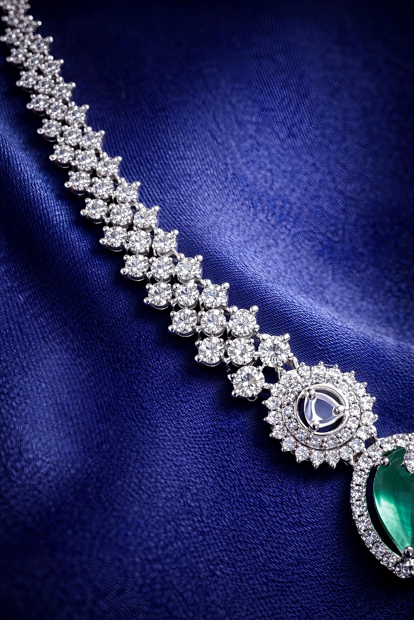 Emerald Green Crystal American Diamond Necklace Set (MAN08)
