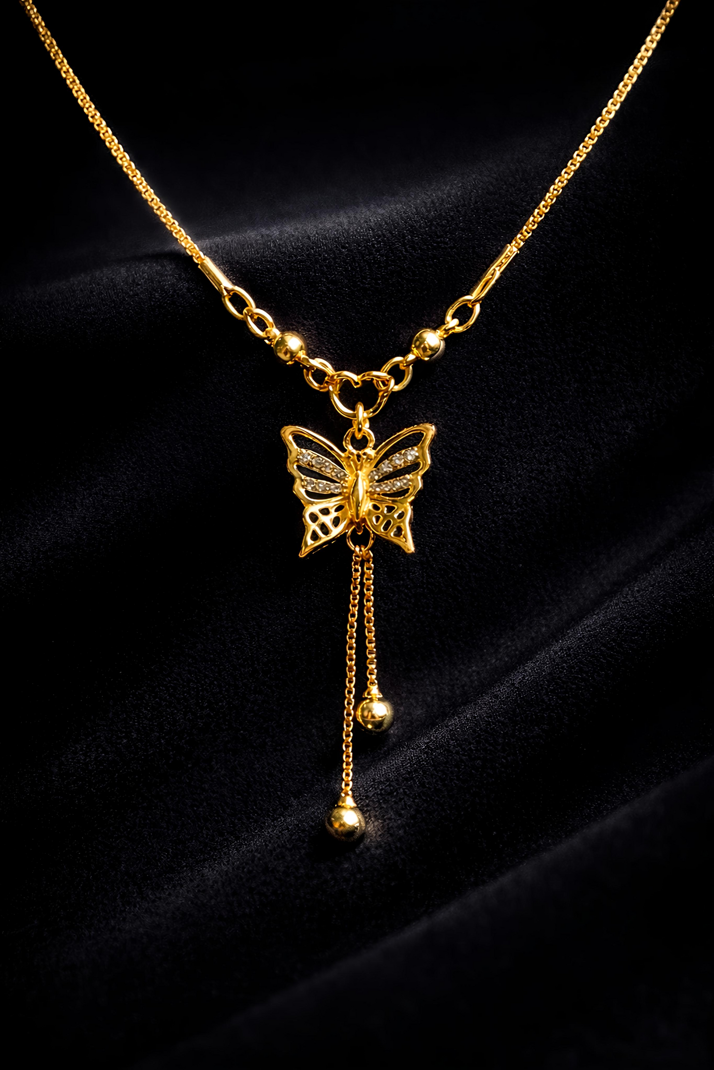 Elegant Gold Plated Butterfly Pendant Necklace (WPS4)
