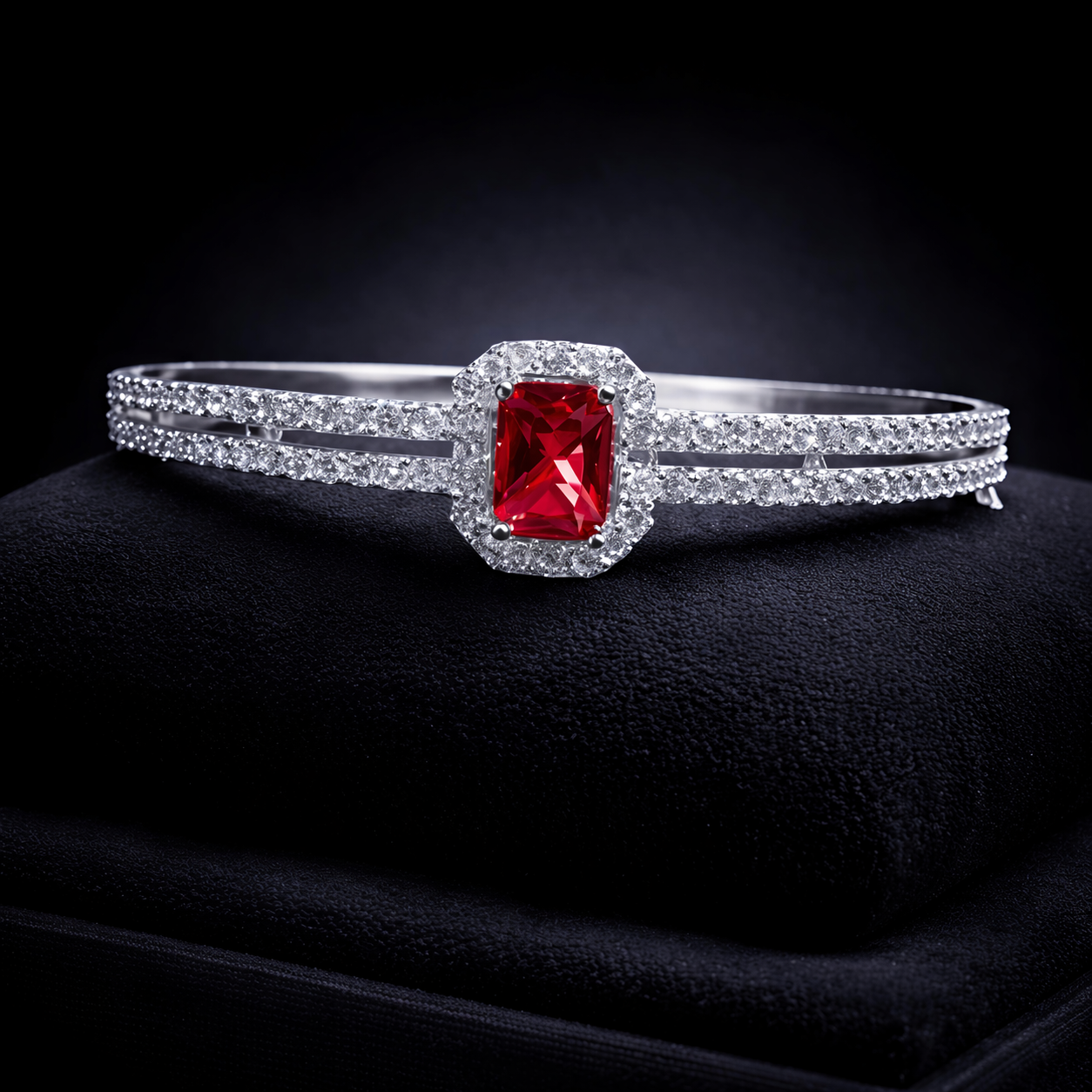 Luxury Ruby Solitaire Crystal Bracelet for Women (BAR12)
