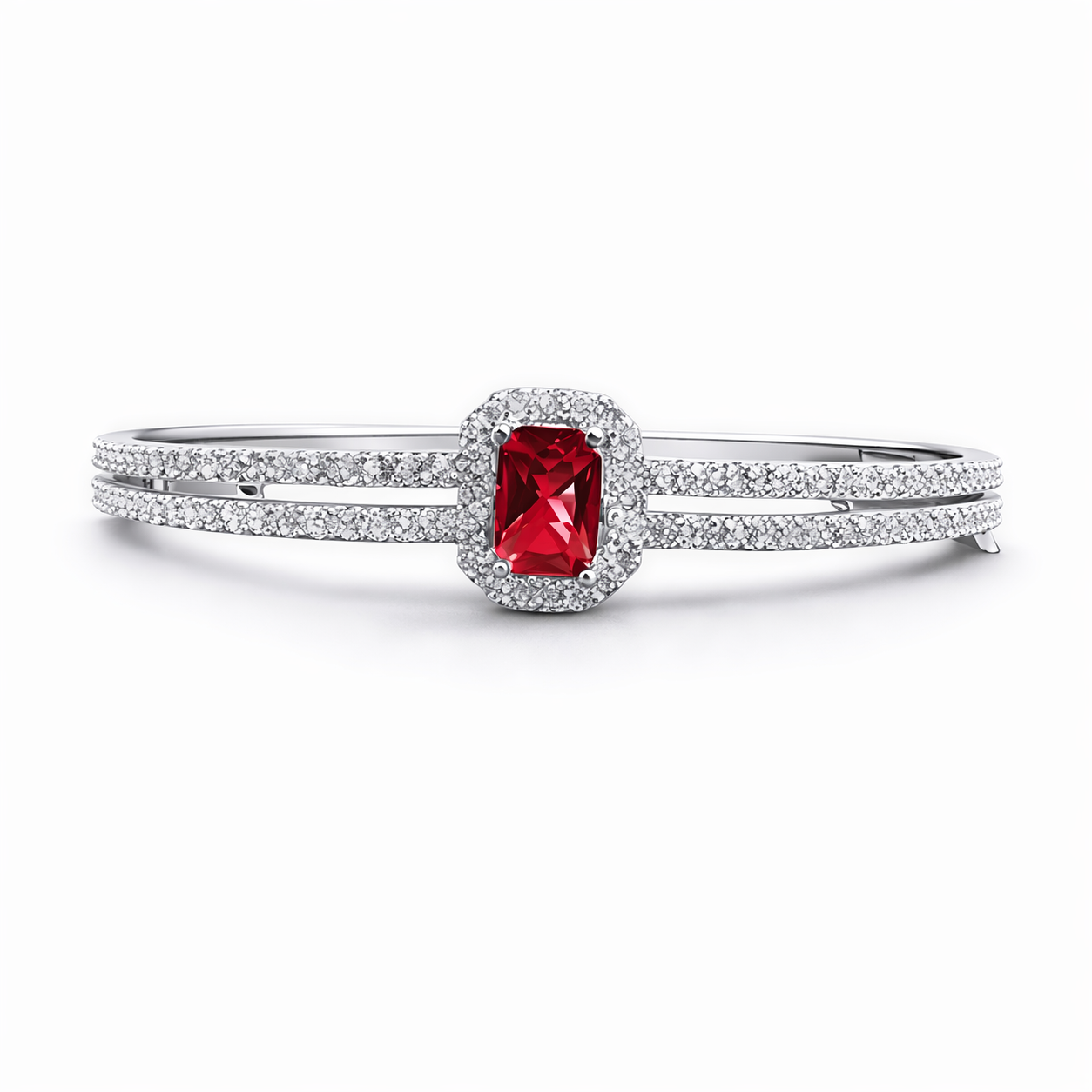 Luxury Ruby Solitaire Crystal Bracelet for Women (BAR12)