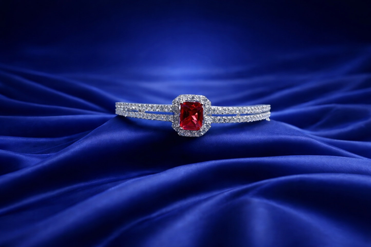 Luxury Ruby Solitaire Crystal Bracelet for Women (BAR12)