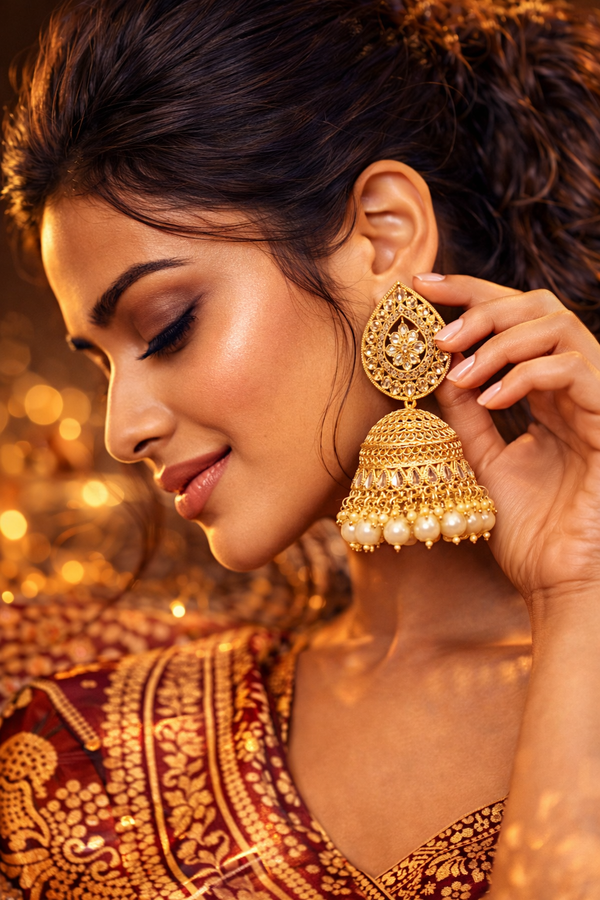 Traditional Gold Plated Pearl Jhumka Earrings (EAR5)