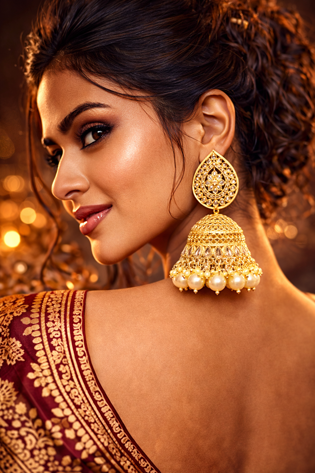 Traditional Gold Plated Pearl Jhumka Earrings (EAR5)