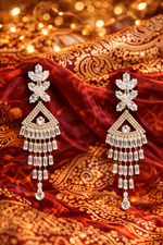 Silver Tone Floral Party Wear Long Dangler Earrings (EAR6)