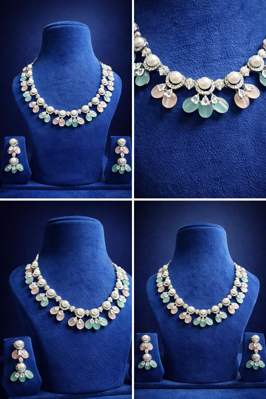Pastel Pearl American Diamond Necklace Set (MAN24)