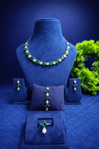 Emerald Green Stone Jewellery Combo Set for Women (MAN13)