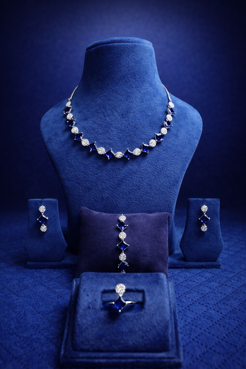 Royal Blue Stone Jewellery Combo Set for Women (MAN25)