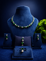 Emerald Green Stone Jewellery Combo Set for Women (MAN13)