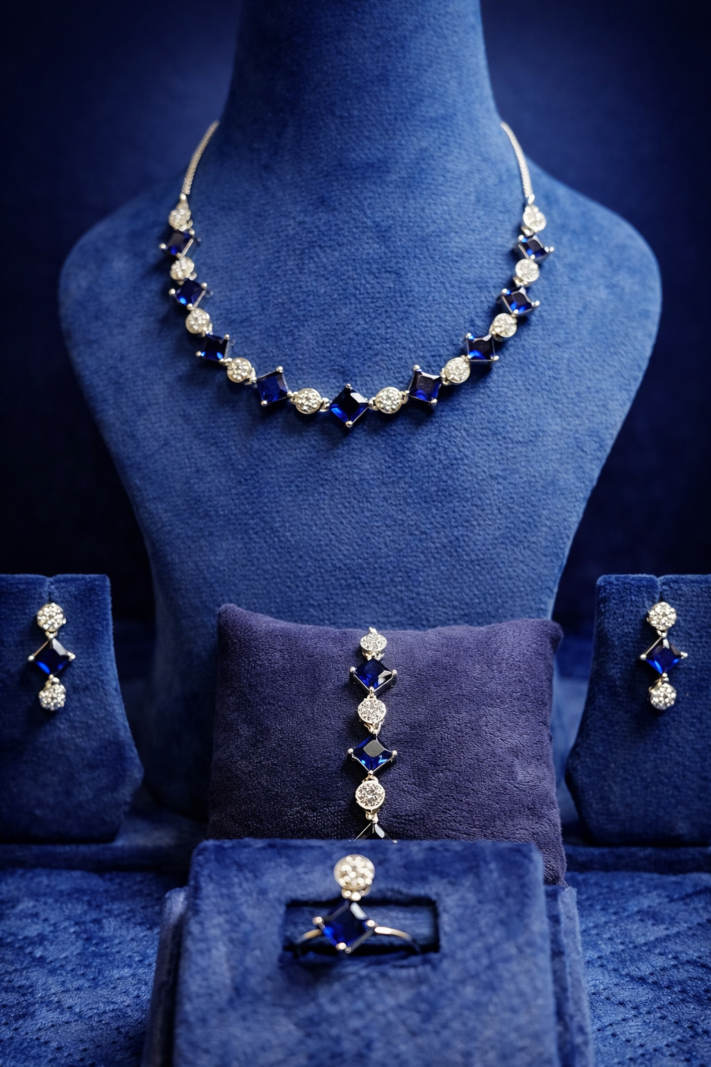 Royal Blue Stone Jewellery Combo Set for Women (MAN25)