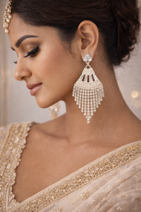Elegant Crystal Fringe Chandbali Earrings (EAR2)