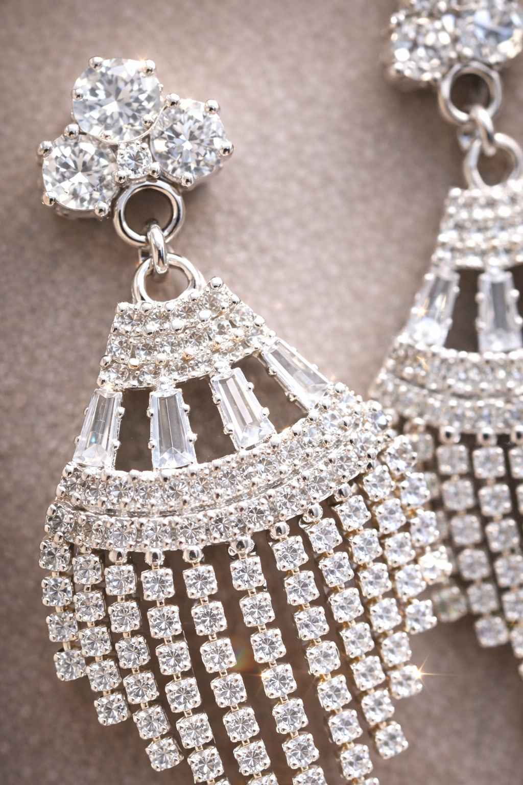 Elegant Crystal Fringe Chandbali Earrings (EAR2)
