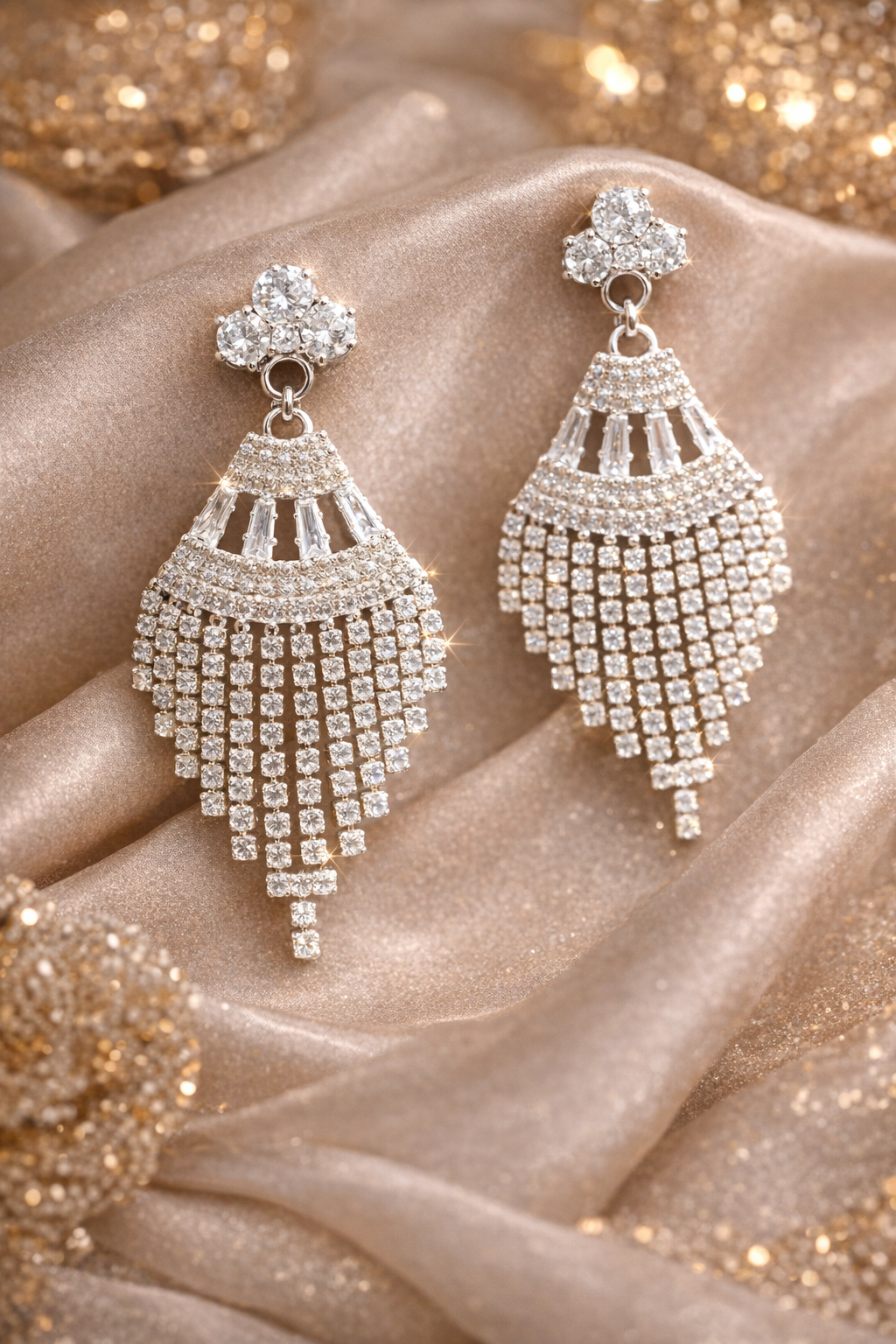 Elegant Crystal Fringe Chandbali Earrings (EAR2)