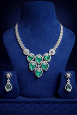 Emerald Green Crystal American Diamond Necklace Set (MAN08)