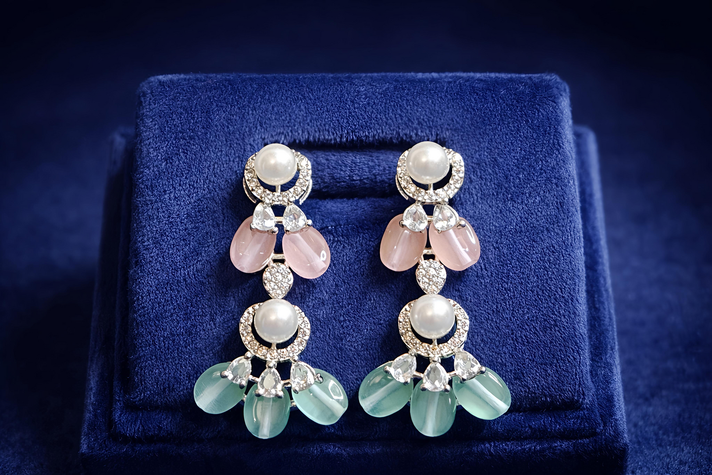 Pastel Pearl American Diamond Necklace Set (MAN24)