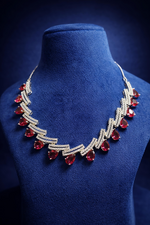 Ruby Red American Diamond Necklace Set with Matching Earrings (MAN21)