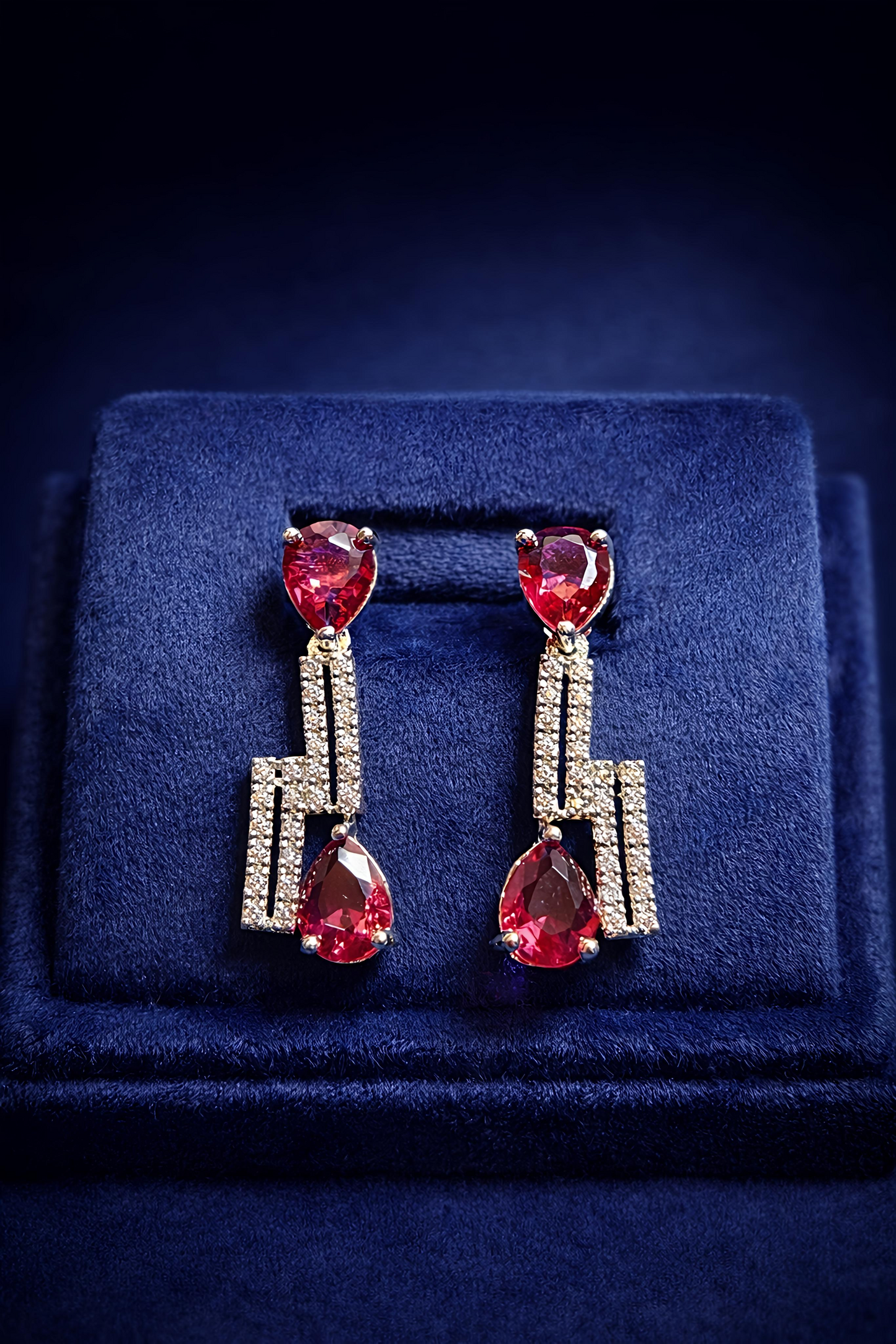 Ruby Red American Diamond Necklace Set with Matching Earrings (MAN21)