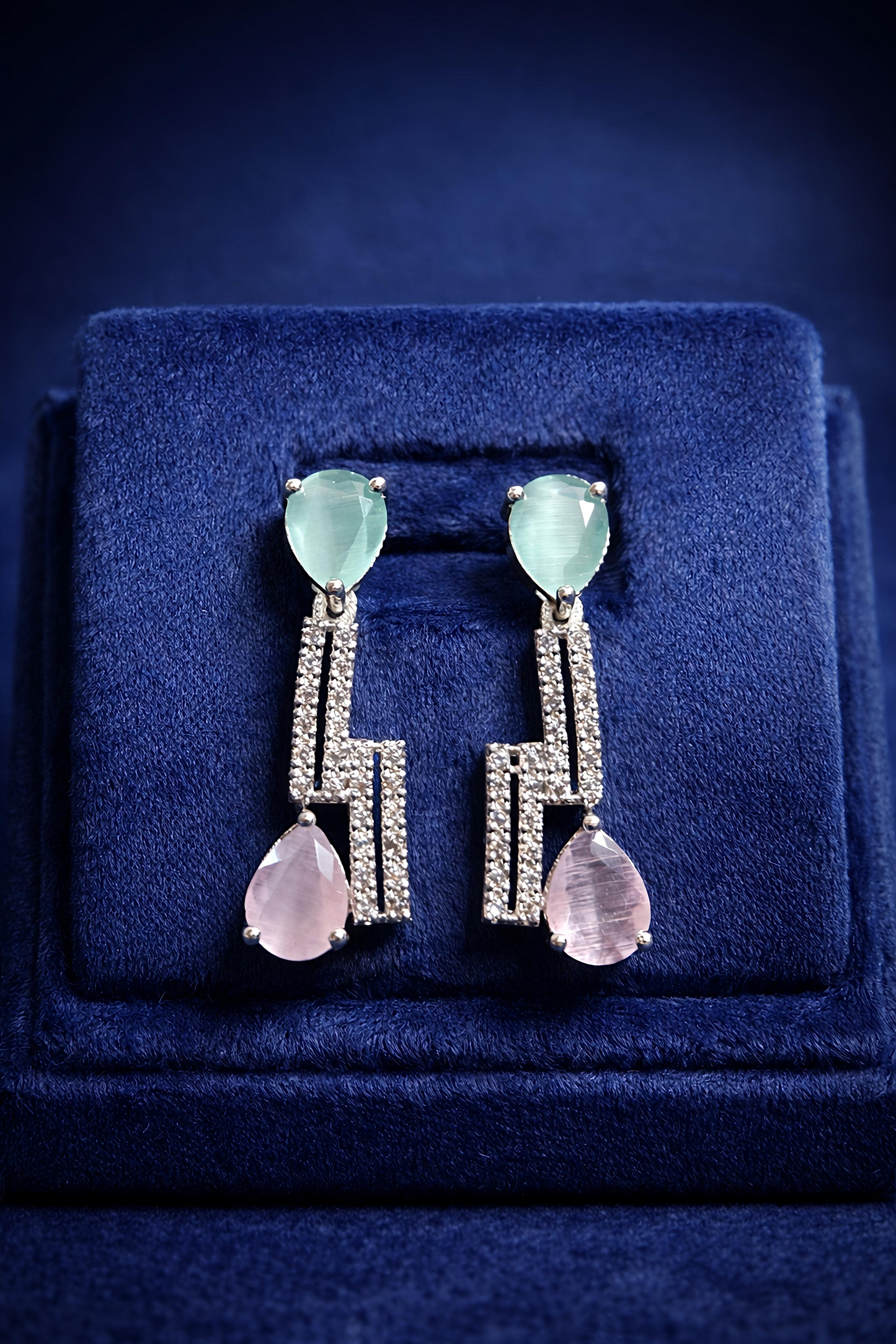 Mint Green & Blush Pink Designer Party Wear Jewellery Set (MAN17)