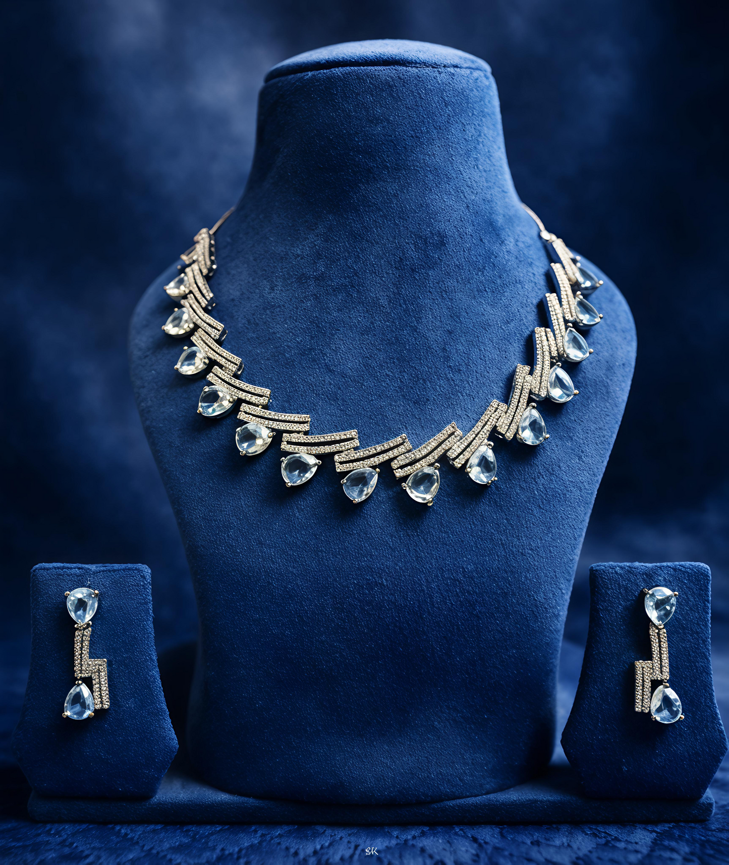 Crystal Drop American Diamond Necklace Set (MAN19)
