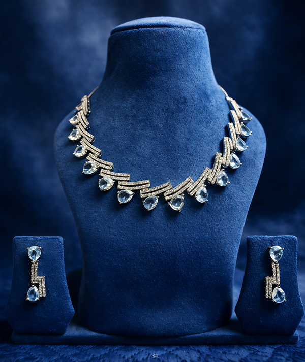 Crystal Drop American Diamond Necklace Set (MAN19)