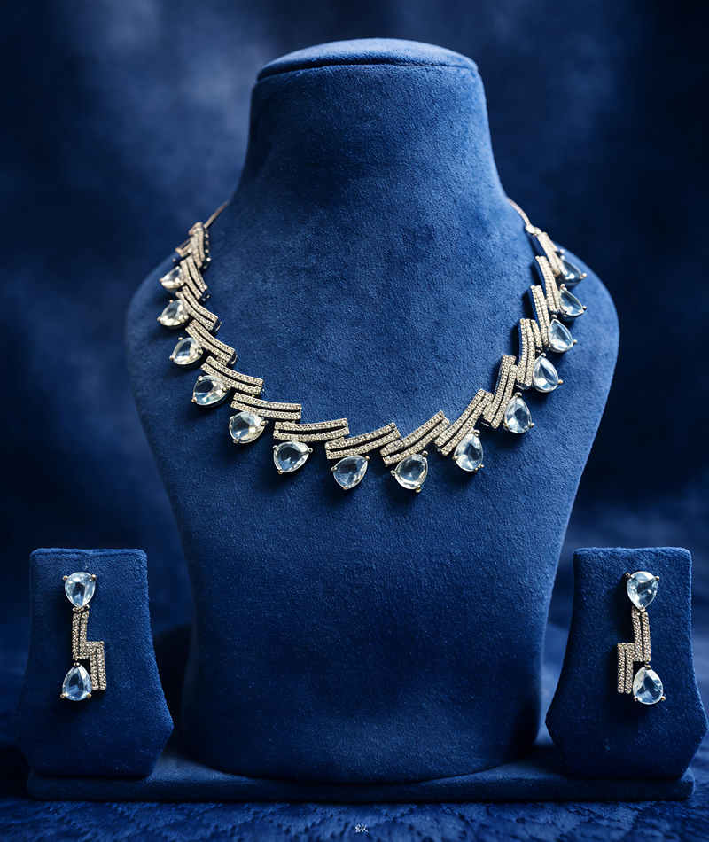 Crystal Drop American Diamond Necklace Set (MAN19)