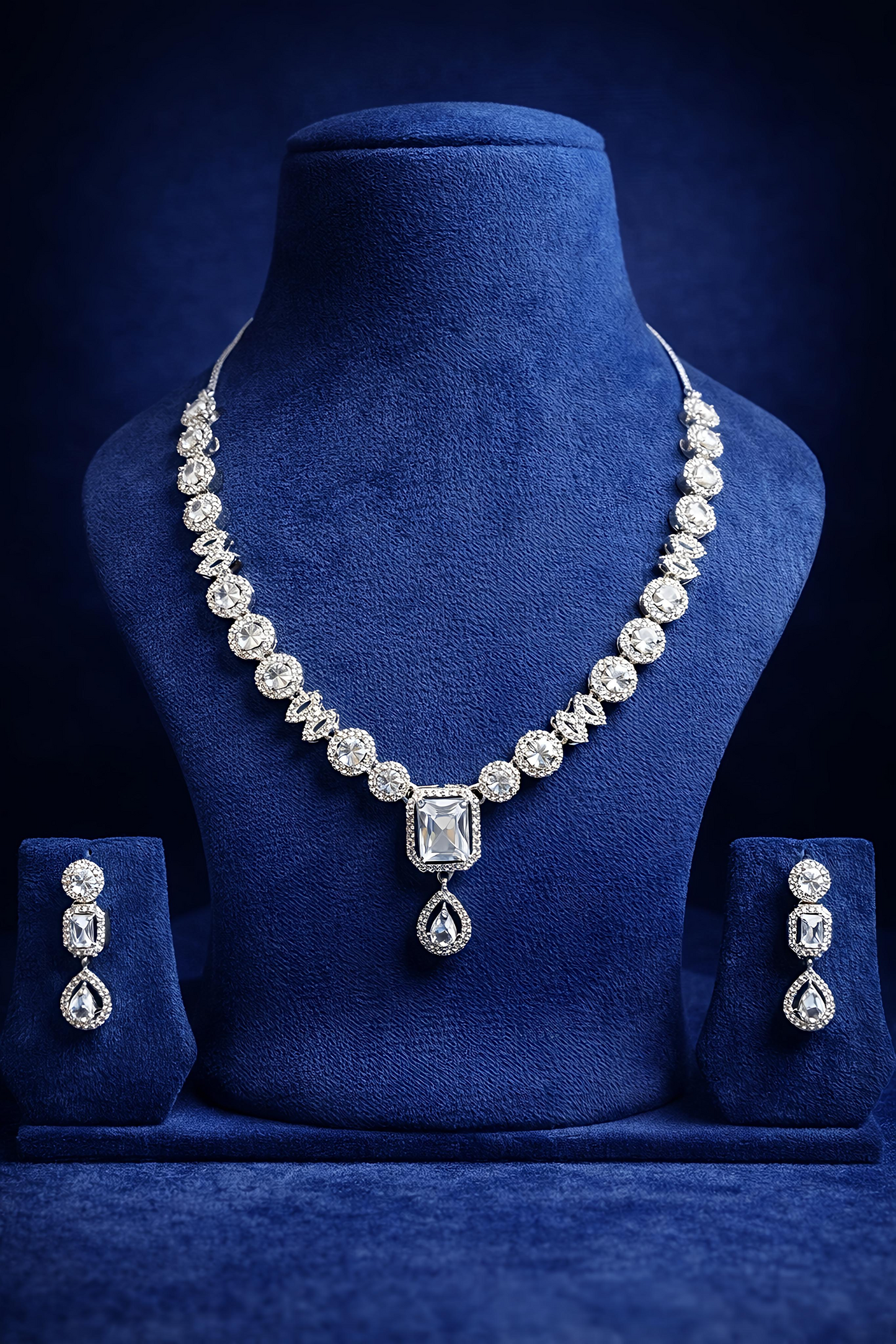 Luxury Crystal American Diamond Necklace Set (MAN23)