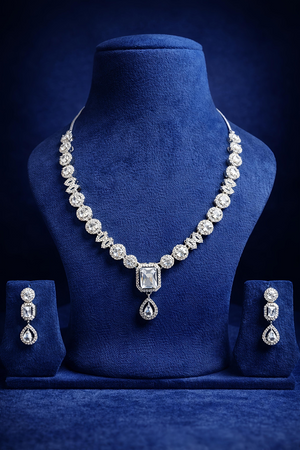 Luxury Crystal American Diamond Necklace Set (MAN23)