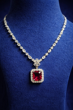Ruby Red Stone American Diamond Pendant Set (MAN14)