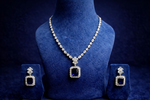 Royal Blue Stone American Diamond Pendant Set (MAN10)