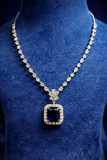 Royal Blue Stone American Diamond Pendant Set (MAN10)