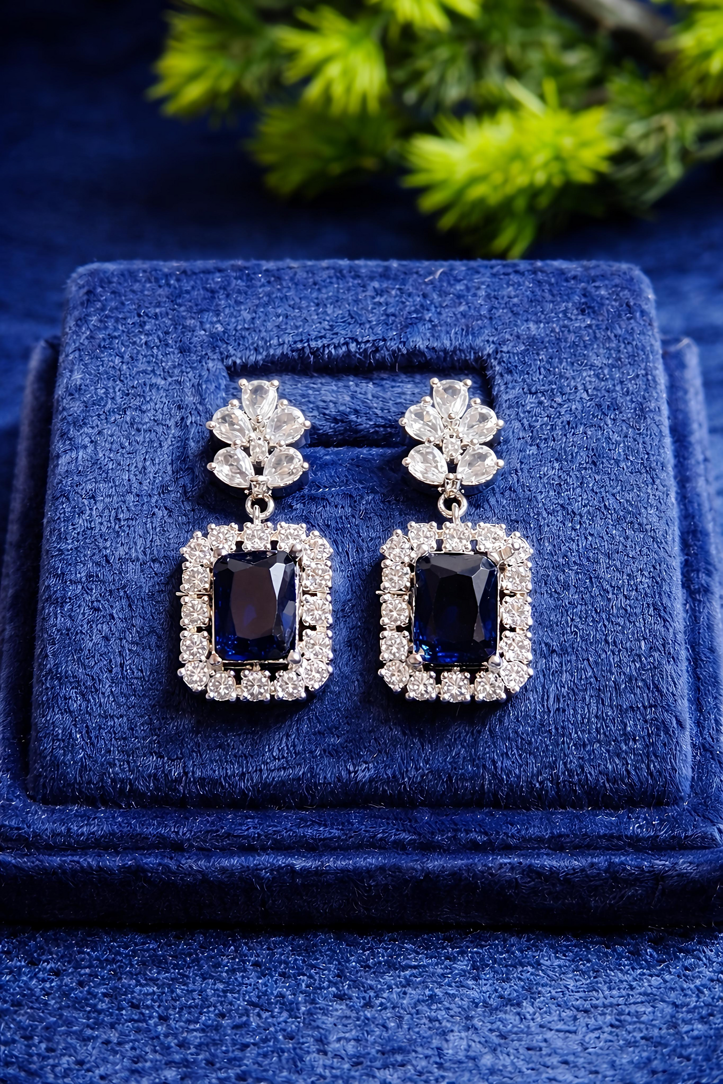 Royal Blue Stone American Diamond Pendant Set (MAN10)