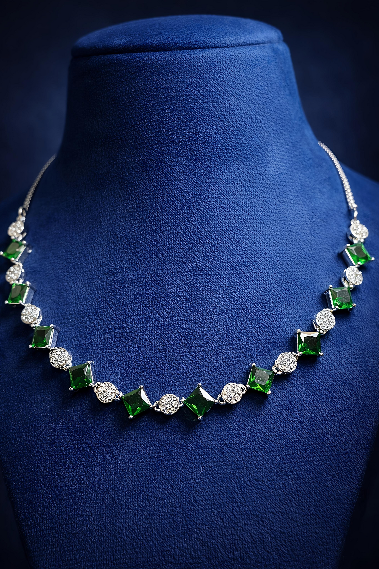 Emerald Green Stone Jewellery Combo Set for Women (MAN13)