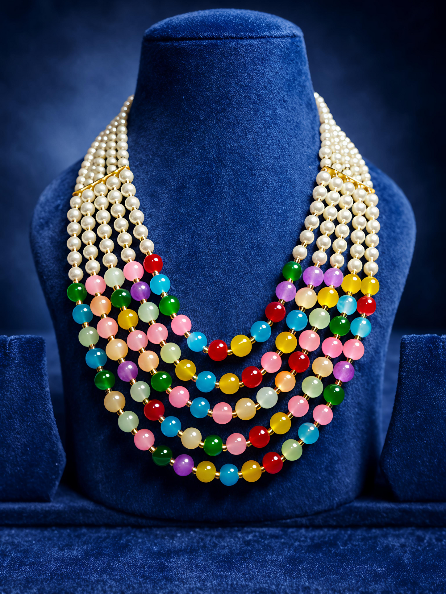 Multicolor Pearl Layered Necklace Set for Women (MAN09)