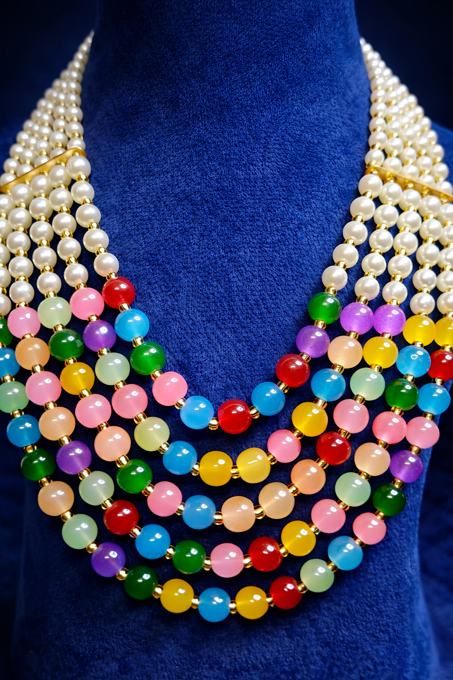 Multicolor Pearl Layered Necklace Set for Women (MAN09)