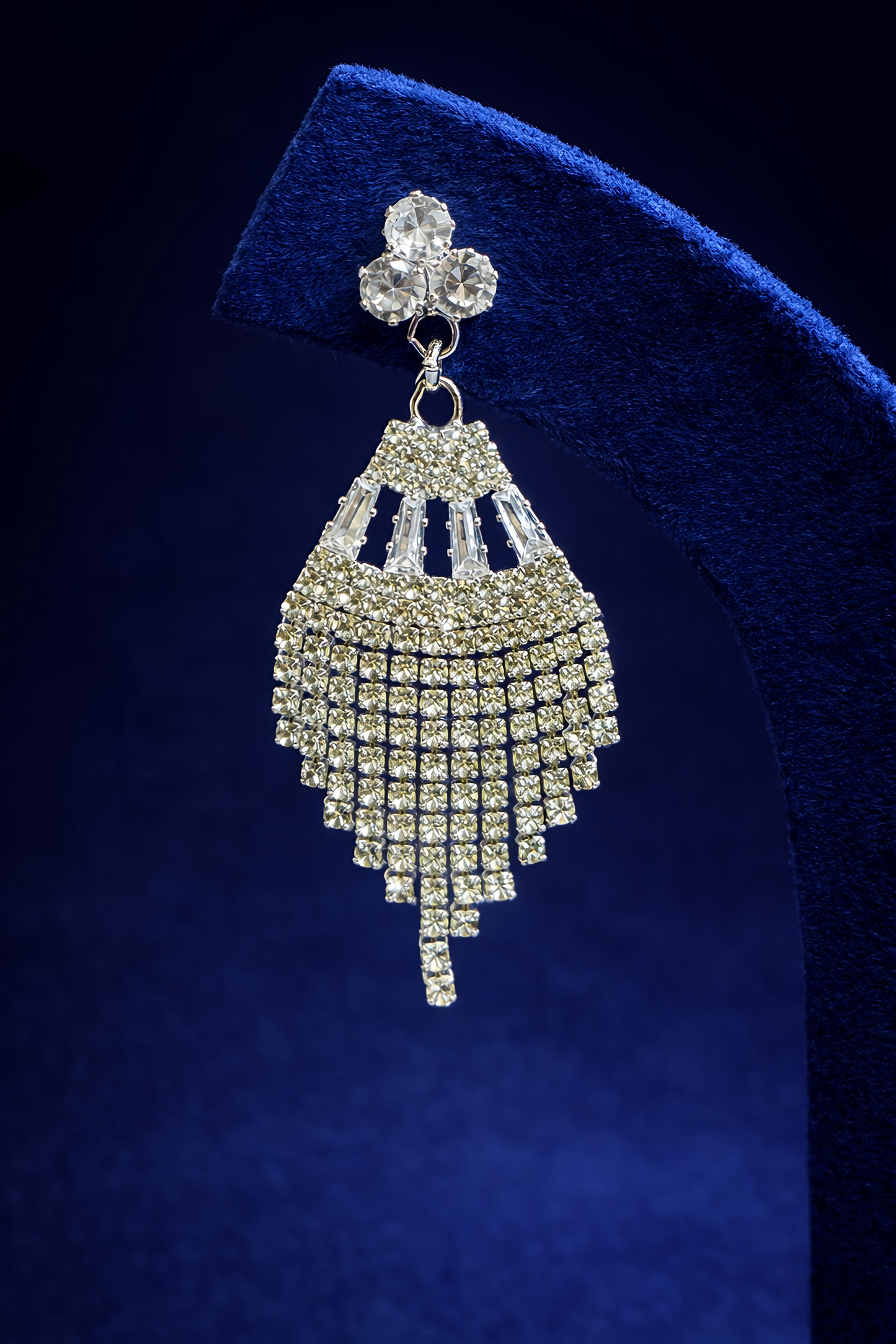 Elegant Crystal Fringe Chandbali Earrings (EAR2)