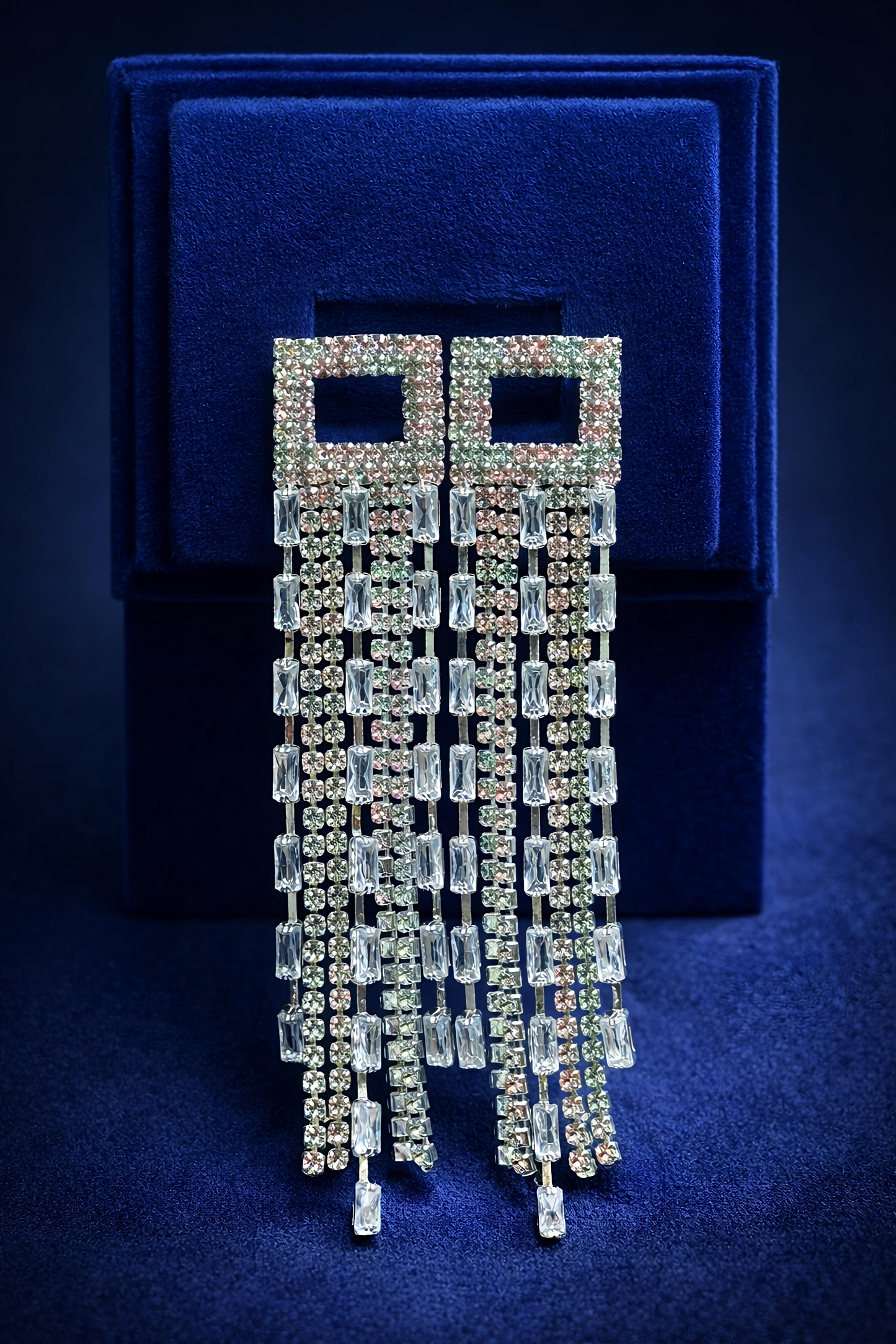 Gold Tone Crystal Long Dangler Party Wear Earrings (EAR3)