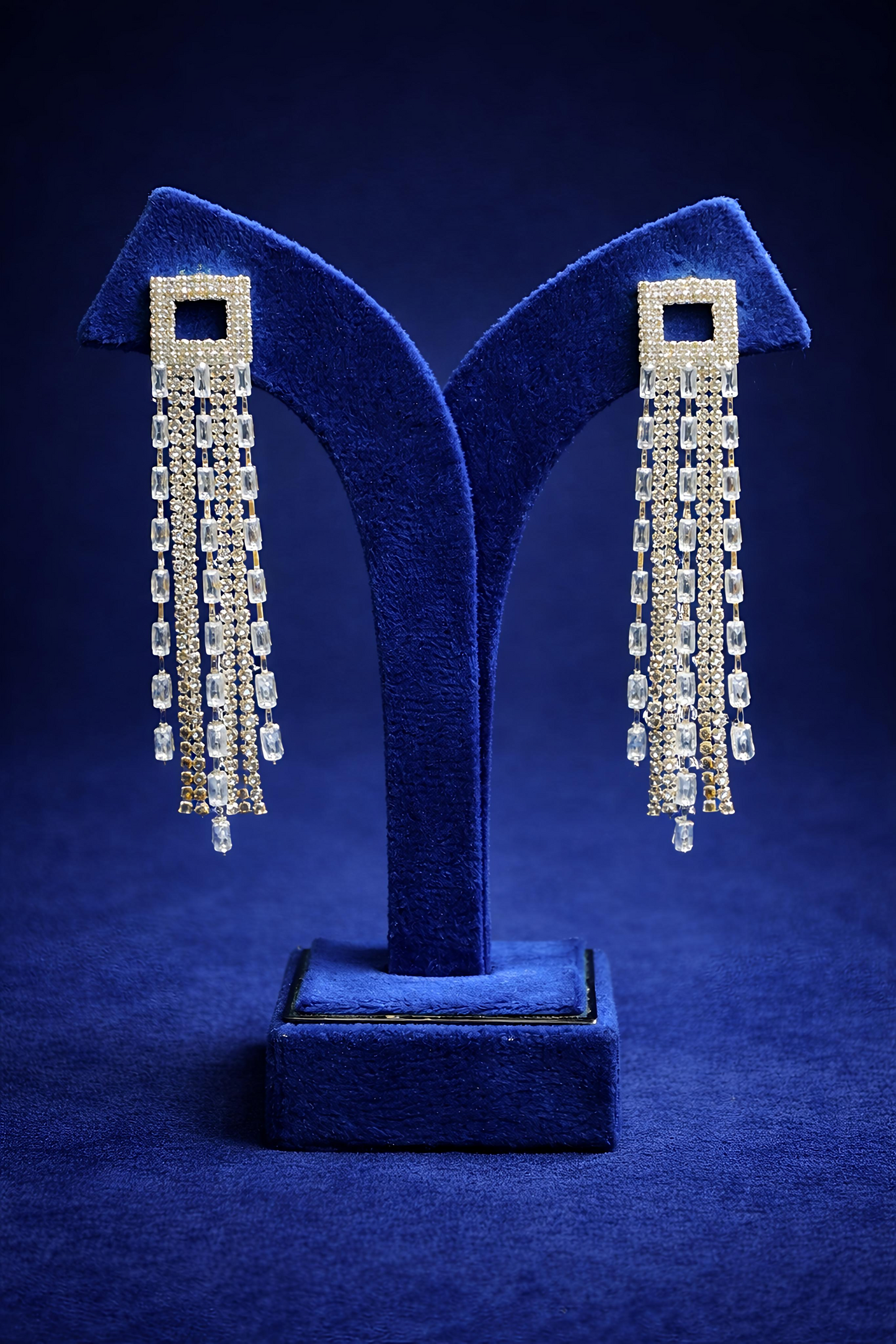 Gold Tone Crystal Long Dangler Party Wear Earrings (EAR3)