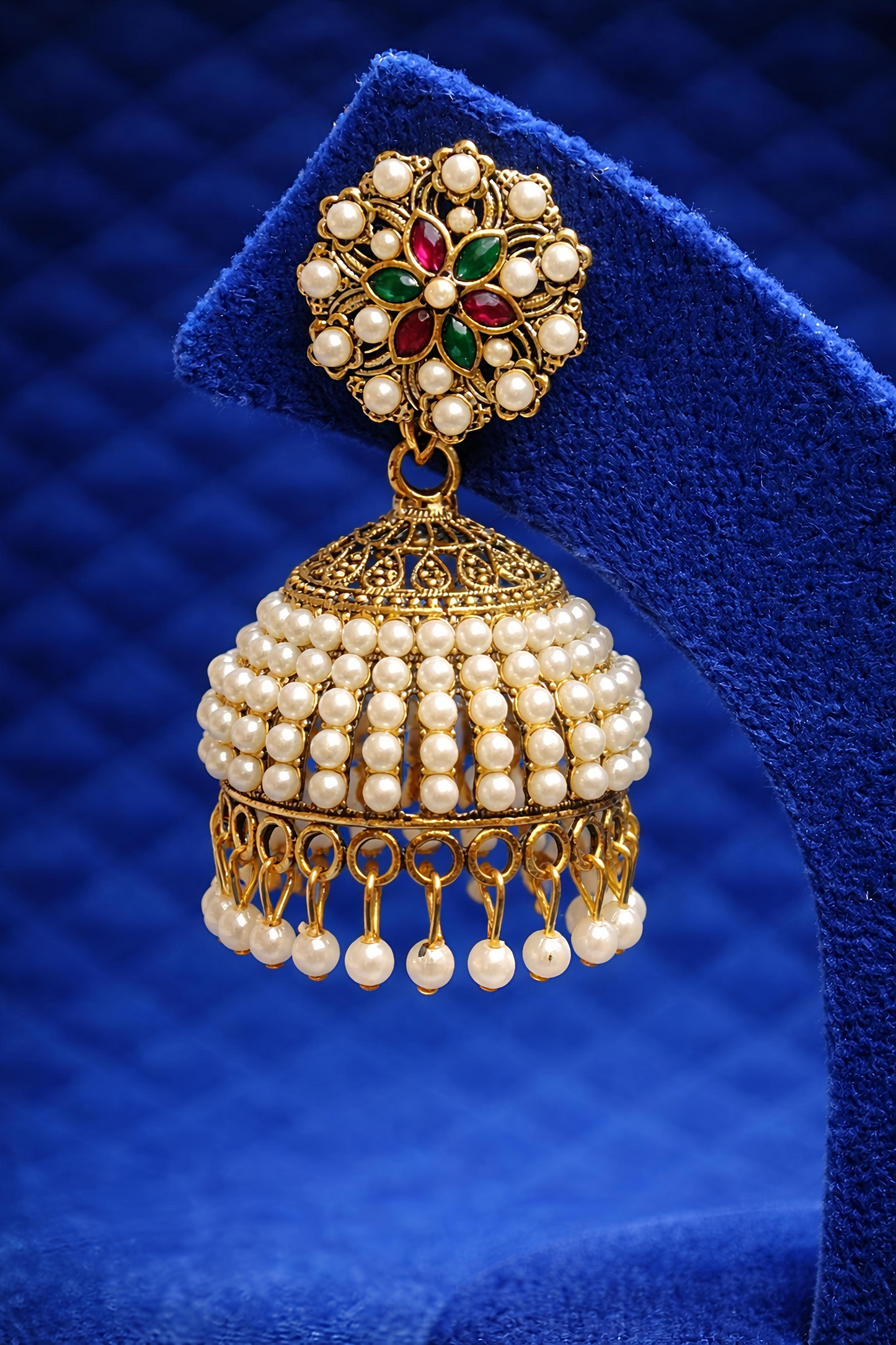 Gold Tone Multicolor Floral Ethnic  Earrings (EAR8)