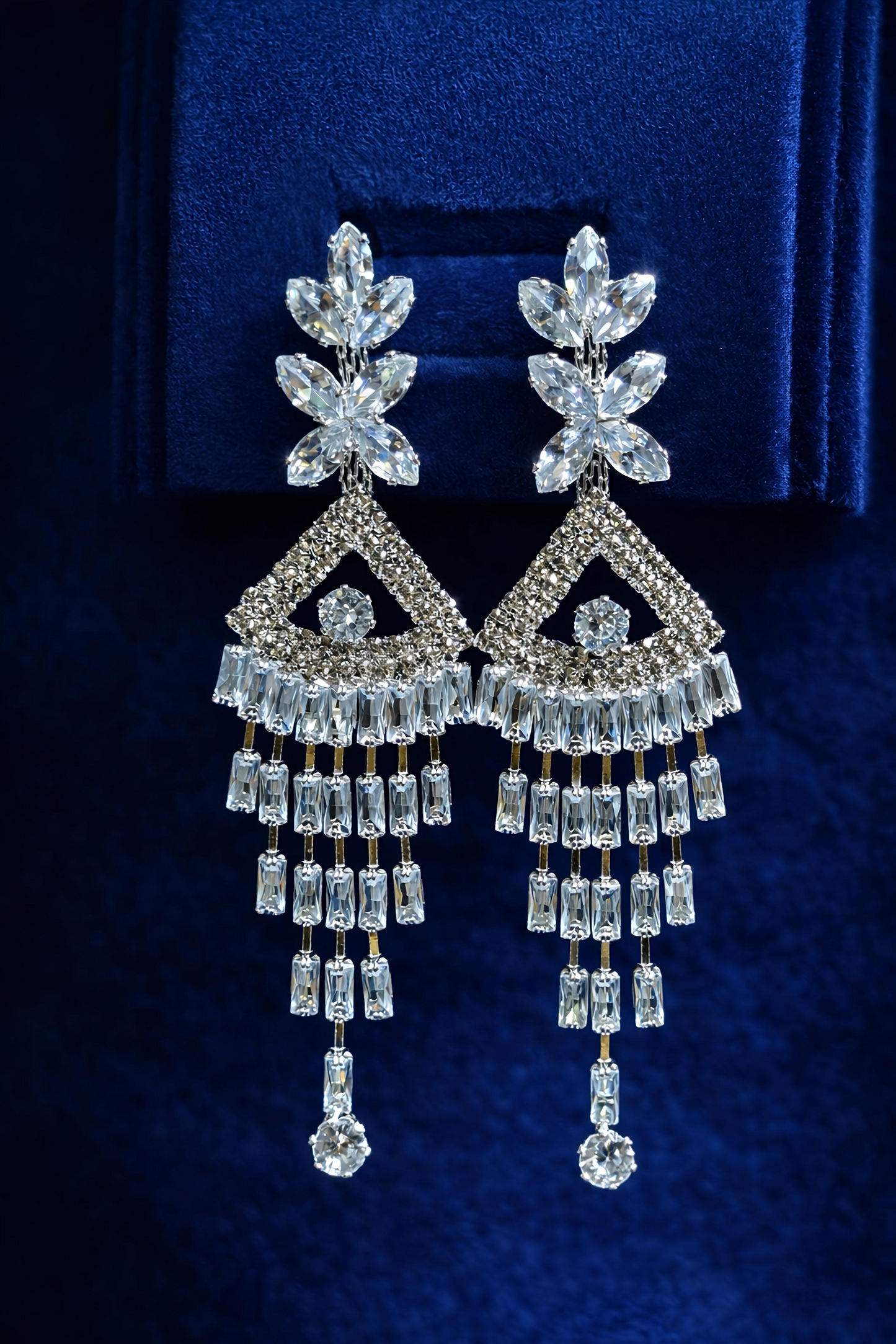 Silver Tone Floral Party Wear Long Dangler Earrings (EAR6)