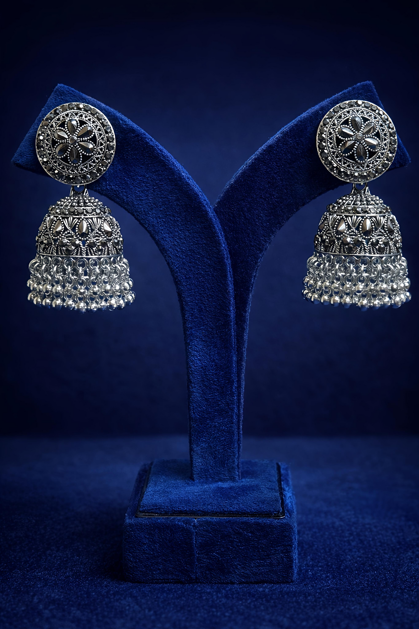 Traditional Oxidised Silver Jhumka Earrings (EAR15)