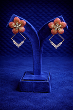 Red Gold Statement Party Wear Earrings (EAR16)