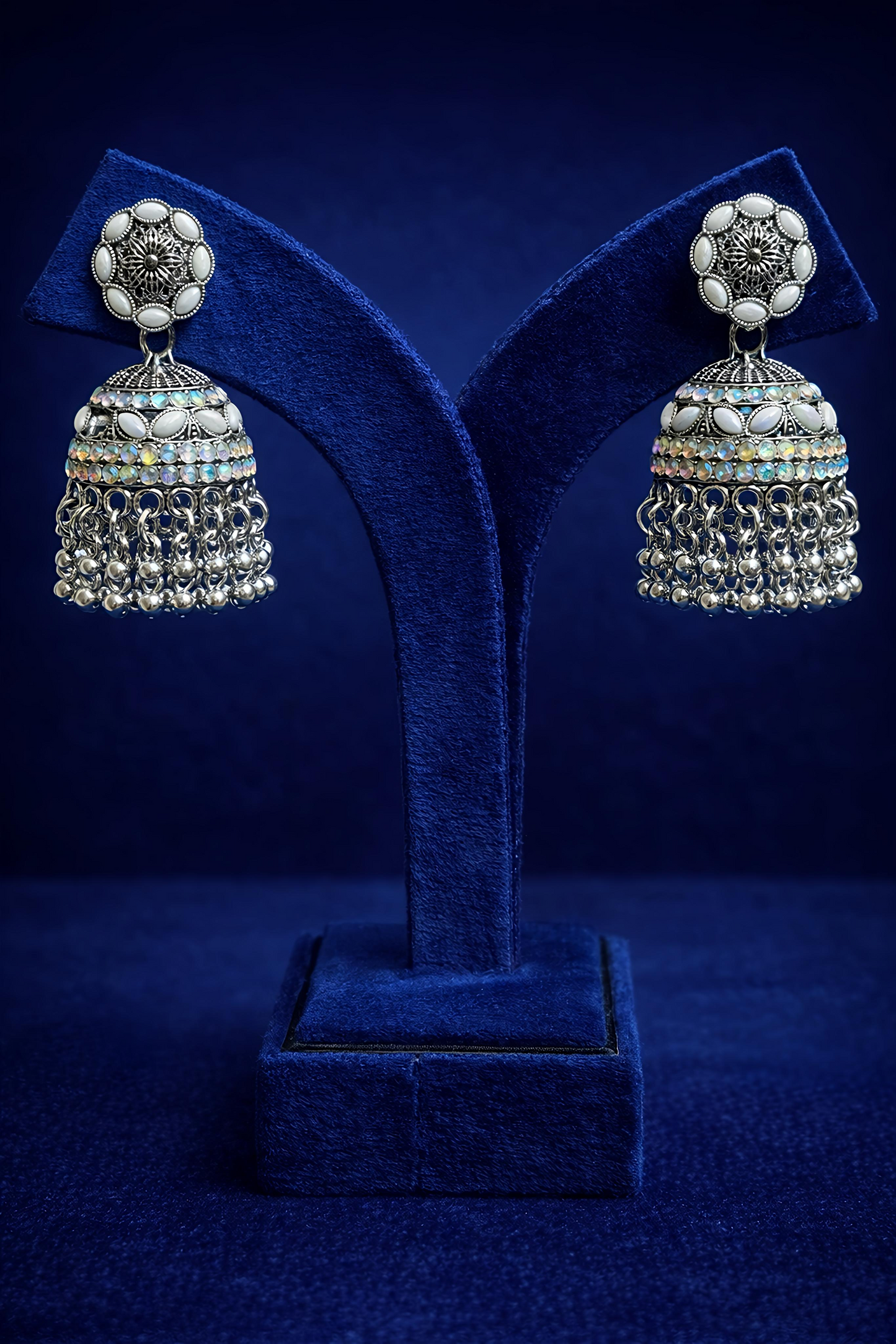 Traditional Silver Oxidised Jhumka Earrings (EAR13)
