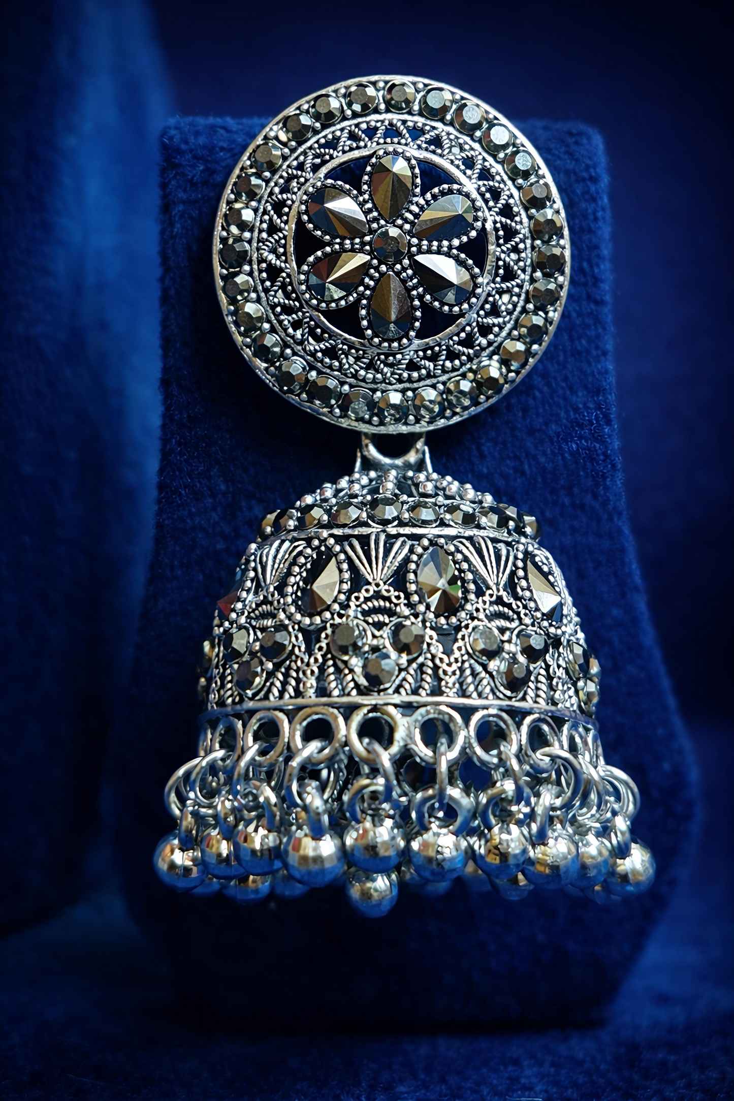 Traditional Oxidised Silver Jhumka Earrings (EAR15)