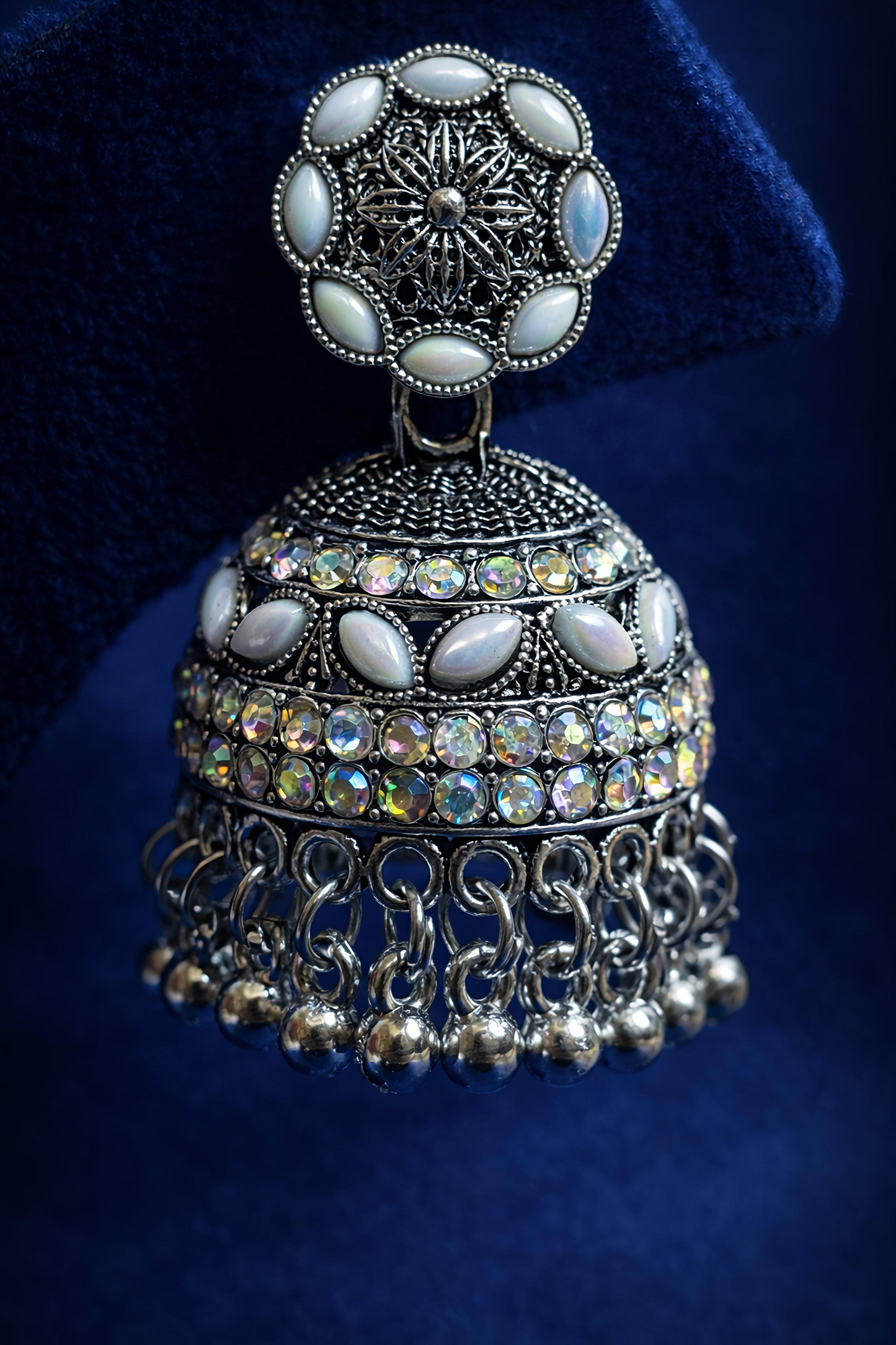 Traditional Silver Oxidised Jhumka Earrings (EAR13)