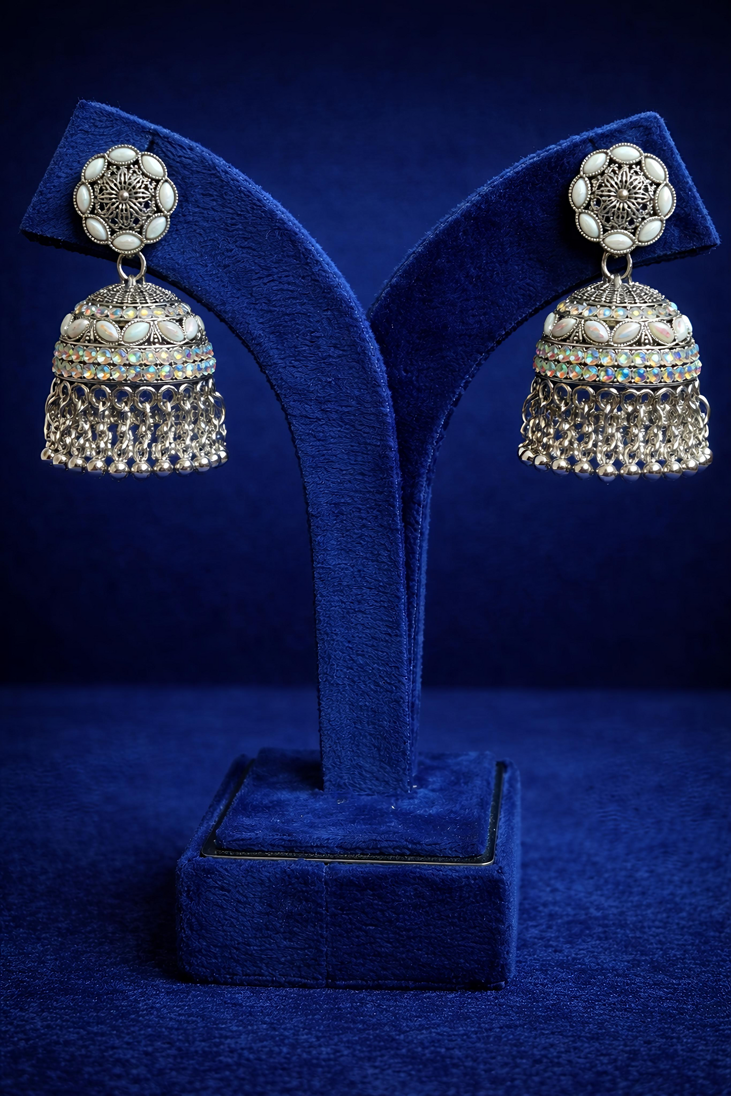 Traditional Silver Oxidised Jhumka Earrings (EAR13)