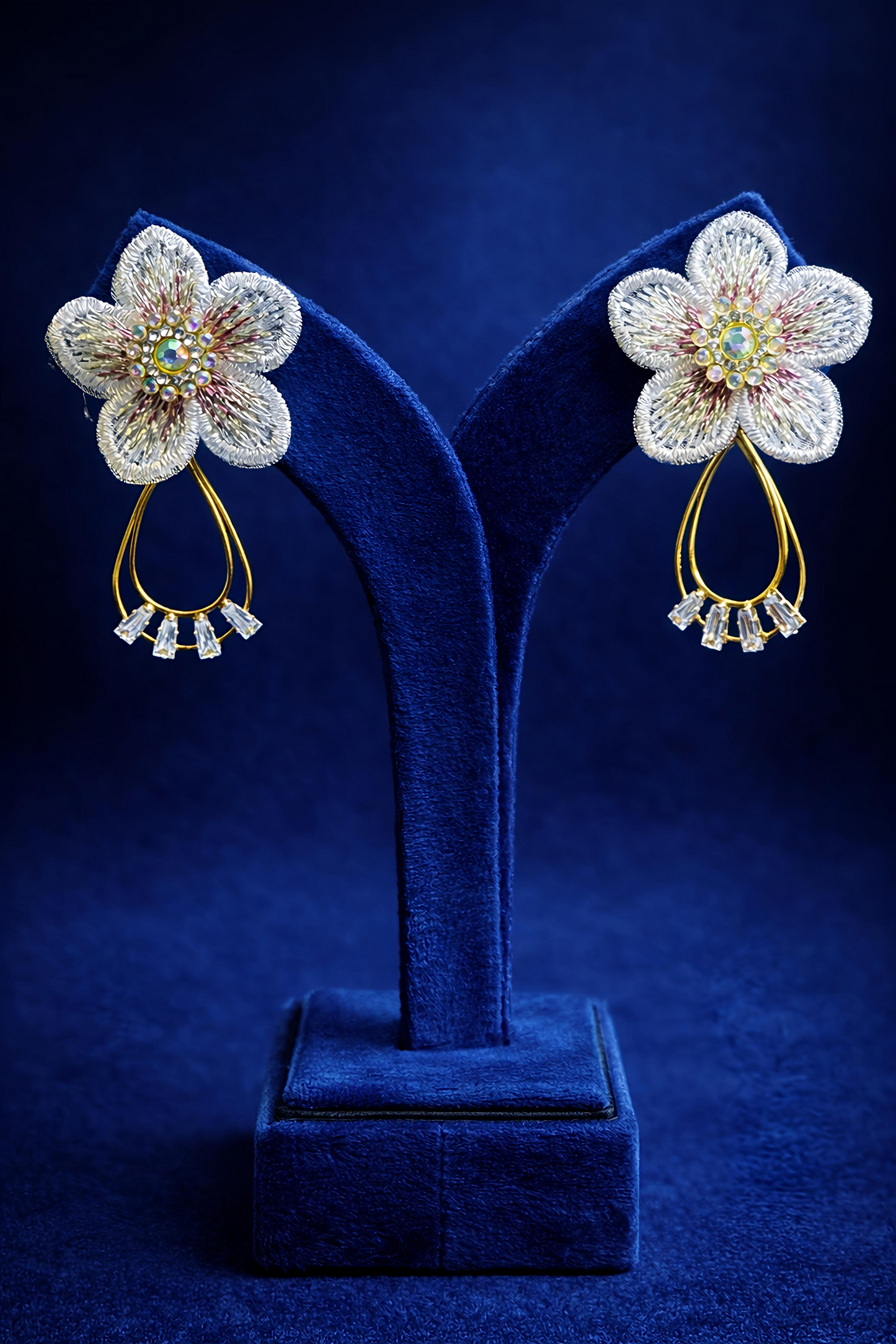 Elegant Floral Crystal Drop Earrings for Women (EAR14)