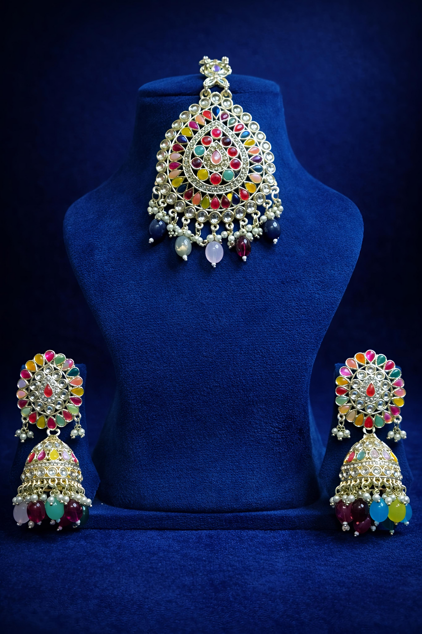 Multicolor Kundan Pendant Set for Women (EAR18)